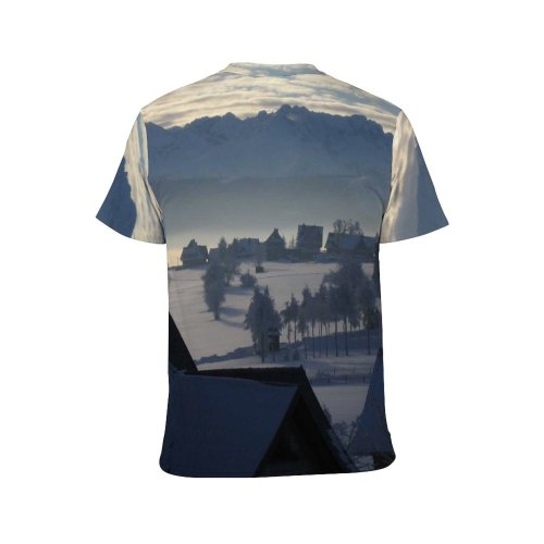 yanfind Adult Full Print T-shirts (men And Women) Building Calm Cool Country Countryside Exterior Field Freeze Frozen Idyllic Landscape