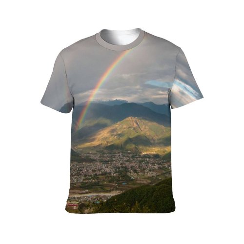 yanfind Adult Full Print T-shirts (men And Women) Light Dawn Landscape Sunset Storm Hill Travel Cloud Outdoors Valley