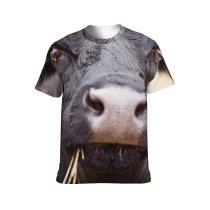 yanfind Adult Full Print T-shirts (men And Women) Cattle Country Countryside Cow Eating Eyelash Eyes Face Farm Farmland Field Fur
