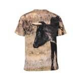 yanfind Adult Full Print T-shirts (men And Women) Field Countryside Agriculture Farm Grass Grassland Outdoors Bull Cow Rural Wildlife Calf