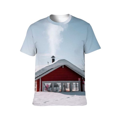 yanfind Adult Full Print T-shirts (men And Women) Sky Building Cool Cottage Countryside Freeze Frost Frozen Landscape Natural Outdoors
