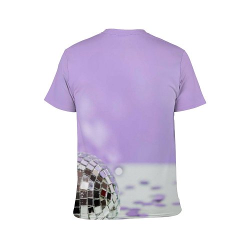 yanfind Adult Full Print T-shirts (men And Women) Disco Ball Light Purple Shiny Violet