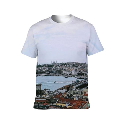 yanfind Adult Full Print T-shirts (men And Women) Sea City Rooftop Building Harbor Roof Architecture Travel Seashore Church Outdoors Urban
