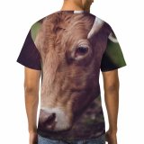 yanfind Adult Full Print T-shirts (men And Women) Bull Cattle Cow Horns Pasture