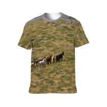 yanfind Adult Full Print T-shirts (men And Women) Field Agriculture Farm Grass Grassland Outdoors Rural Sheep Wildlife Pasture Goat