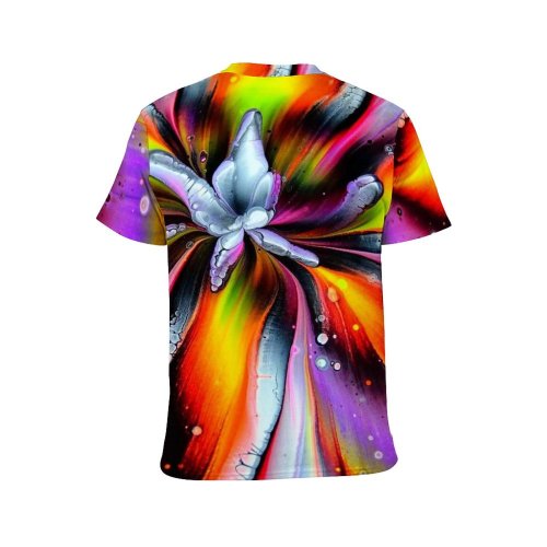yanfind Adult Full Print T-shirts (men And Women) Art Summer Texture Abstract Flower Design Creativity Flora Beautiful Rainbow Coloring Vibrant