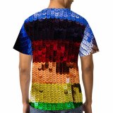yanfind Adult Full Print T-shirts (men And Women) Art Texture Abstract Flag Design Fabric Country Wear Wool Handmade Coloring Yarn
