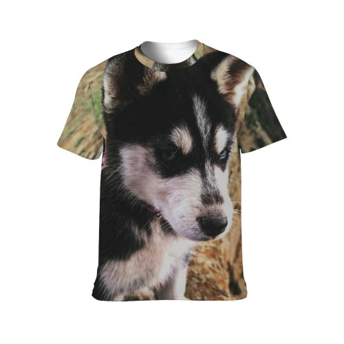 yanfind Adult Full Print T-shirts (men And Women) Dog Pet Cute Grass Fur Wolf Young Portrait Outdoors Puppy Sit