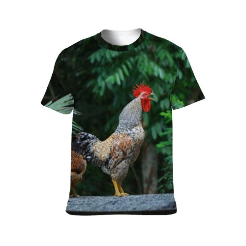 yanfind Adult Full Print T-shirts (men And Women) Wood Bird Summer Garden Farm Grass Chicken Beak Hen Outdoors Wildlife Feather