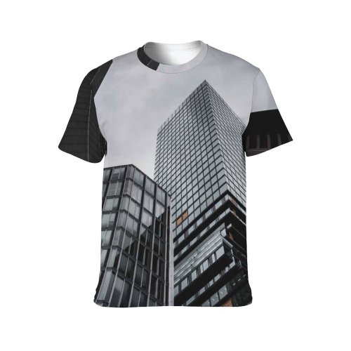 yanfind Adult Full Print T-shirts (men And Women) City Building Office Urban Perspective Cityscape Downtown Futuristic Contemporary