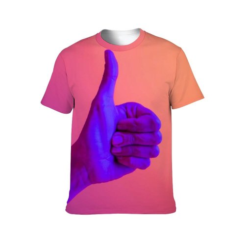 yanfind Adult Full Print T-shirts (men And Women) Approval Communication Space Electric Light Finger Fingers Gesture Good Like Negative Neon