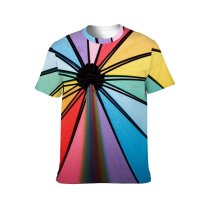 yanfind Adult Full Print T-shirts (men And Women) Art Texture Abstract Design Sunshade Umbrella Palette Rainbow Coloring Spectrum Motley Insubstantial