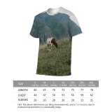 yanfind Adult Full Print T-shirts (men And Women) Landscape Field Summer Hill Agriculture Farm Grass Tree Travel Grassland Outdoors
