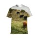 yanfind Adult Full Print T-shirts (men And Women) Landscape Field Agriculture Farm Grass Grassland Milk Bull Cow Rural Farmland