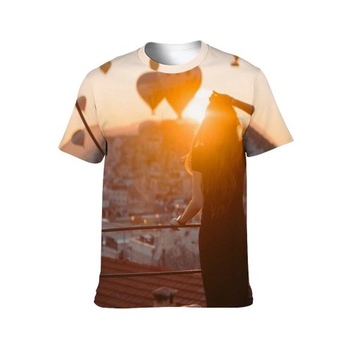 yanfind Adult Full Print T-shirts (men And Women) Cappadocia Dreamlike Dreamy Early Sunrise Hot Balloon Magical Travel Wanderlust Watching