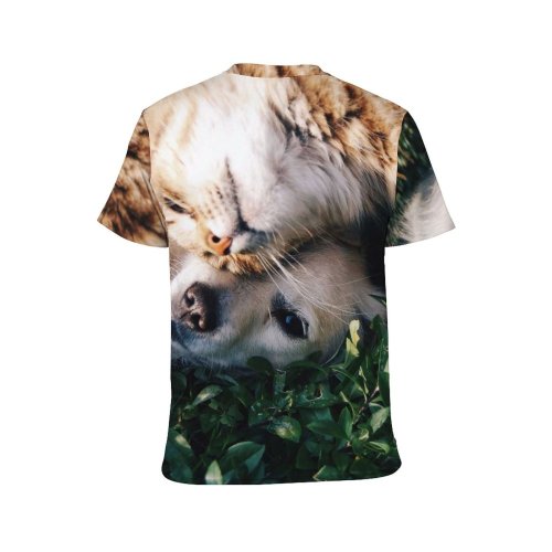 yanfind Adult Full Print T-shirts (men And Women) Cat Cute Dog Friends Friendship Kiss Love Outdoors Puppy