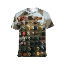 yanfind Adult Full Print T-shirts (men And Women) Bobbin Craft Diversity Manufacture Organized Rainbow Reel Sewing Sorted Tool