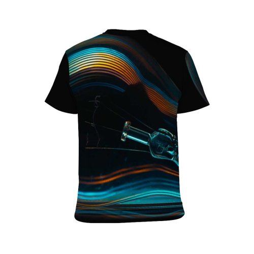 yanfind Adult Full Print T-shirts (men And Women) Art Wave Dark Abstract Neon Design Creativity Science Flame Energy Rainbow Artistic