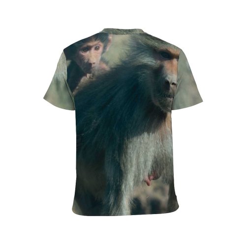 yanfind Adult Full Print T-shirts (men And Women) Cute Fur Portrait Baboon Hairy Wild Funny Family Safari Primate Macaque