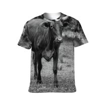 yanfind Adult Full Print T-shirts (men And Women) Blurred Bovine Bullock Bw Calm Cattle Chordate Cloven Footed Countryside Dry Fauna