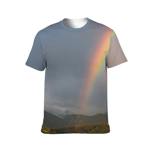 yanfind Adult Full Print T-shirts (men And Women) Light Dawn Landscape Storm Hill Evening Travel Outdoors Rainbow Scenic