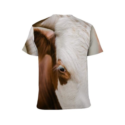 yanfind Adult Full Print T-shirts (men And Women) Countryside Agriculture Farm Grass Milk Portrait Bull Cow Rural Calf Farmland Pasture