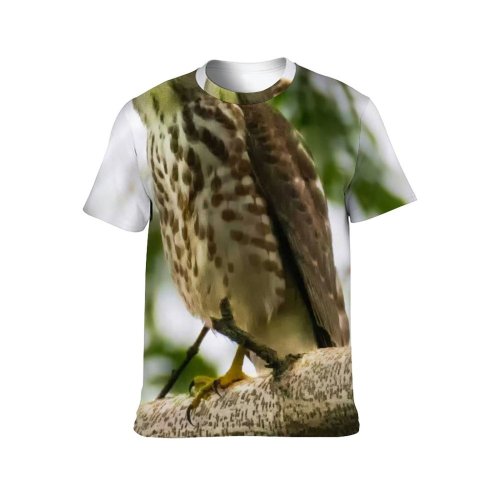 yanfind Adult Full Print T-shirts (men And Women) Beak Besra Sparrowhawk Bird Botanic Botany Branch Calm Colorful Countryside Daylight
