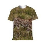 yanfind Adult Full Print T-shirts (men And Women) Grass Grassland Cat Outdoors Wild Safari Wildlife Cheetah Endangered Species Savanna Side