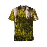 yanfind Adult Full Print T-shirts (men And Women) Landscape Field Summer Countryside Agriculture Farm Grass Leaf Grassland Outdoors Rural Farmland