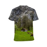 yanfind Adult Full Print T-shirts (men And Women) Calm Cattle Countryside Cow Creature Farm Farmland Fauna Feed Field Grassland Grassy