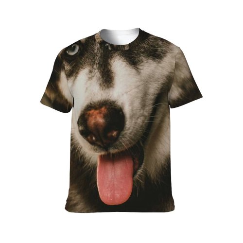 yanfind Adult Full Print T-shirts (men And Women) Dog Pet Cute Fur Wolf Portrait Studio Puppy Tongue Staring Eskimo