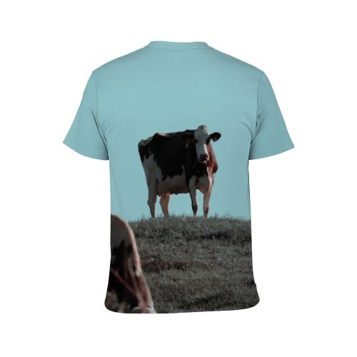 yanfind Adult Full Print T-shirts (men And Women) Landscape Field Countryside Agriculture Farm Grass Milk Cow Rural Calf Farmland Pasture