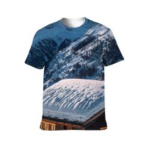 yanfind Adult Full Print T-shirts (men And Women) Breathtaking Building Calm Cottage Countryside Daylight Destination Dwell Freeze Frost Frozen Highland