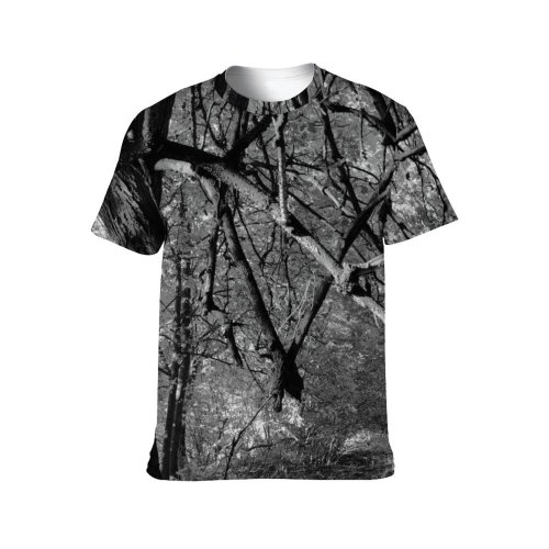yanfind Adult Full Print T-shirts (men And Women) Autumn Branch Bw Countryside Daytime Fall Fallen Field Flora Foliage Forest Grass