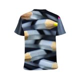 yanfind Adult Full Print T-shirts (men And Women) Wood Writing School Creativity Write College Rainbow Crayon Coloring Motley Crafts Disjunct