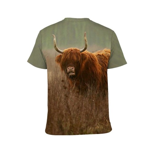 yanfind Adult Full Print T-shirts (men And Women) Landscape Field Countryside Grass Fall Grassland Outdoors Bull Cow Wildlife Daylight Cattle