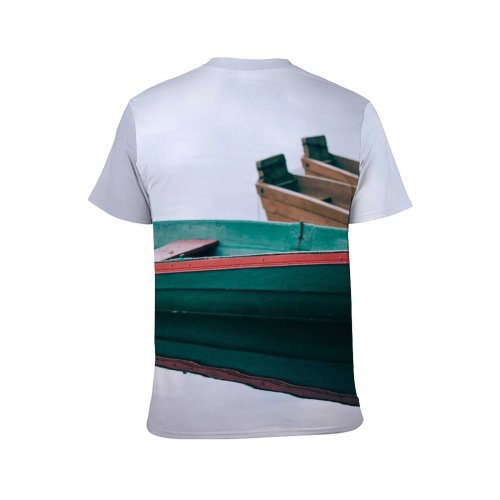 yanfind Adult Full Print T-shirts (men And Women) Aqua Boat Calm Canal Channel Cloud Cloudy Embankment Fishing Flow Gloomy Lake