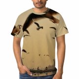 yanfind Adult Full Print T-shirts (men And Women) Beak Bird Boat Calm Cloudless Creature Distant Evening Feather Flight Flock Fly