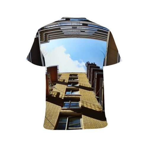 yanfind Adult Full Print T-shirts (men And Women) Architecture Balconies Buildings Clouds Contemporary Design Glass Shot Sky