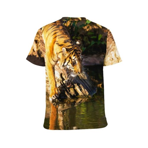 yanfind Adult Full Print T-shirts (men And Women) Big River Reflection Cat Wild Hunter Teeth Jungle Safari Wildlife
