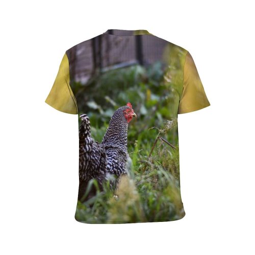 yanfind Adult Full Print T-shirts (men And Women) Bird Summer Farm Grass Fall Chicken Hen Outdoors Rural Beautiful Wildlife