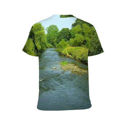 yanfind Adult Full Print T-shirts (men And Women) Landscape Trees Plants River Flow Flora Peaceful