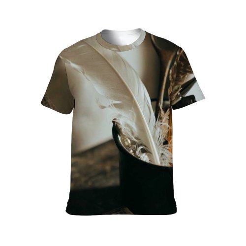 yanfind Adult Full Print T-shirts (men And Women) Emel Feather Mug Retro Rough Rusty Stationery Still Vintage Witchcraft Wood