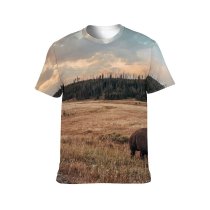 yanfind Adult Full Print T-shirts (men And Women) Bovine Breathtaking Cloudy Coniferous Countryside Creature Eat Fauna Field Flora Forest