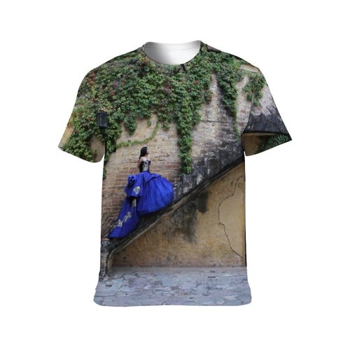 yanfind Adult Full Print T-shirts (men And Women) City Street Building Wall Architecture Travel Alley Door Window Home Outdoors Town