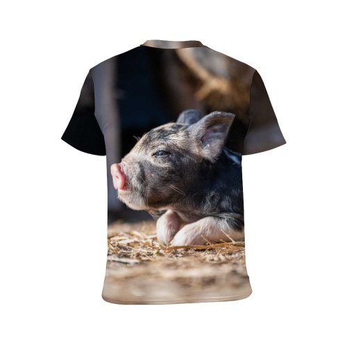 yanfind Adult Full Print T-shirts (men And Women) Dog Fur Portrait Outdoors Barn Little Hay
