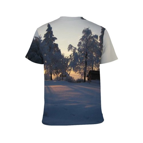 yanfind Adult Full Print T-shirts (men And Women) Building Calm Cool Countryside Evening Exterior Farm Field Freeze Frozen