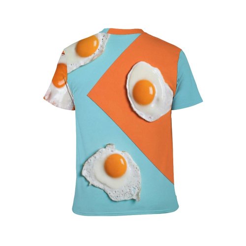 yanfind Adult Full Print T-shirts (men And Women) Healthy Dawn Meal Hot Breakfast Chicken Cooking Hard Frying Pan Nutrition Eggshell