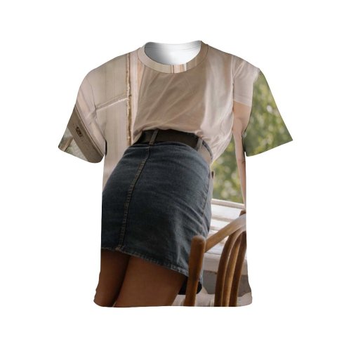 yanfind Adult Full Print T-shirts (men And Women) Apartment Attractive Chair Female From Behind Hot Girl Sexy Skirt Student