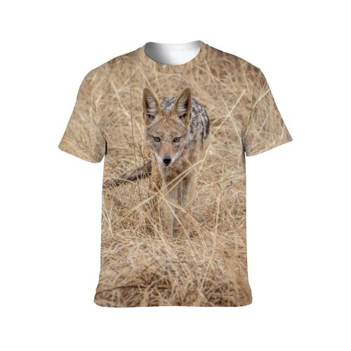 yanfind Adult Full Print T-shirts (men And Women) Wood Field Countryside Grass Fur Fall Young Fox Outdoors Wild